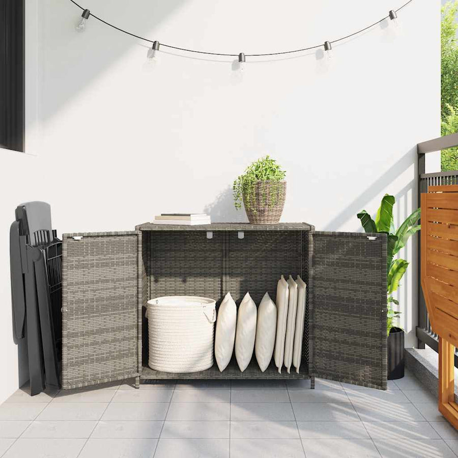 Garden Storage Cabinet Grey 83x45x76 cm Poly Rattan
