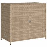 Garden Storage Cabinet Beige 83x45x76 cm Poly Rattan - Front View