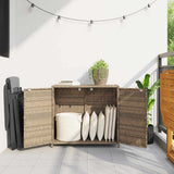 Garden Storage Cabinet Beige 83x45x76 cm Poly Rattan - Side View