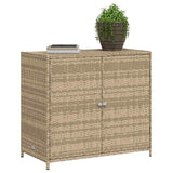 Garden Storage Cabinet Beige 83x45x76 cm Poly Rattan - 45-Degree Angle