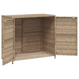 Garden Storage Cabinet Beige 83x45x76 cm Poly Rattan - Rear View