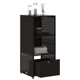 Garden Storage Cabinet Black 50x55x115 cm Poly Rattan - 45-Degree Angle