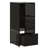 Garden Storage Cabinet Black 50x55x115 cm Poly Rattan - Rear View