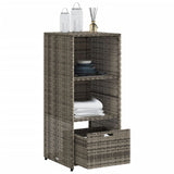 Garden Storage Cabinet Grey 50x55x115 cm Poly Rattan - 45-Degree Angle