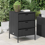 Garden Storage Cabinet Black 55x59x80 cm Poly Rattan - Side View