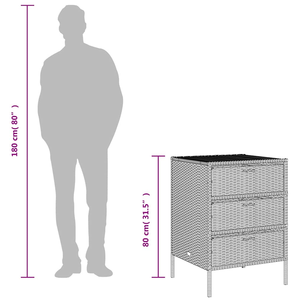 Garden Storage Cabinet Black 55x59x80 cm Poly Rattan