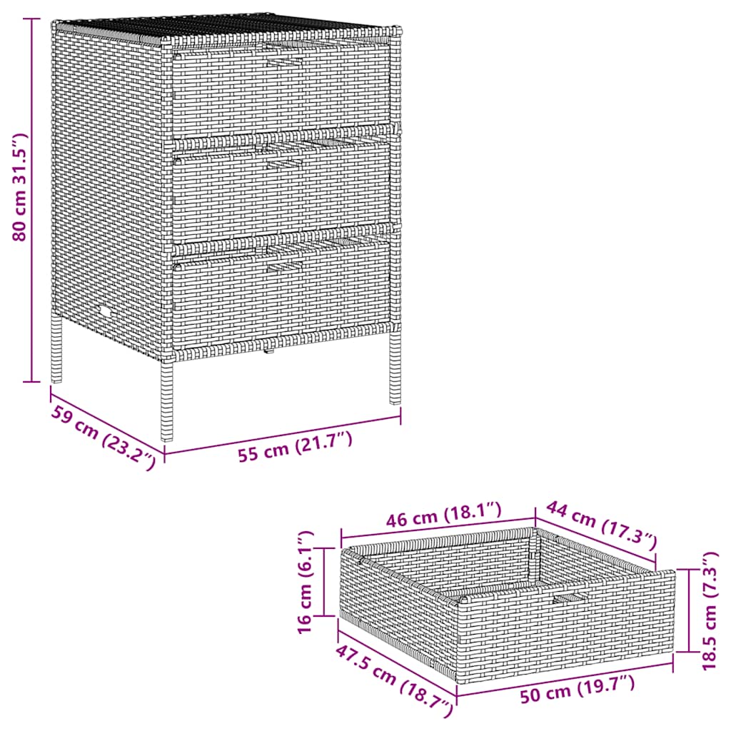 Garden Storage Cabinet Black 55x59x80 cm Poly Rattan