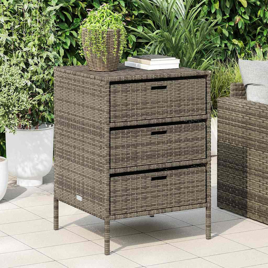 Garden Storage Cabinet Grey 55x59x80 cm Poly Rattan