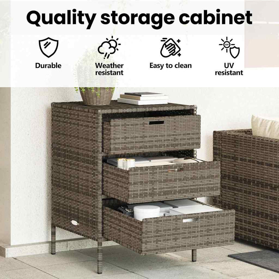 Garden Storage Cabinet Grey 55x59x80 cm Poly Rattan