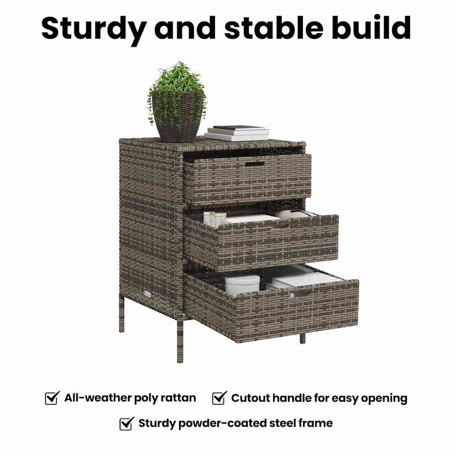 Garden Storage Cabinet Grey 55x59x80 cm Poly Rattan