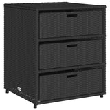 Garden Storage Cabinet Black 55x59x69 cm Poly Rattan - Front View