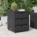 Garden Storage Cabinet Black 55x59x69 cm Poly Rattan - Side View
