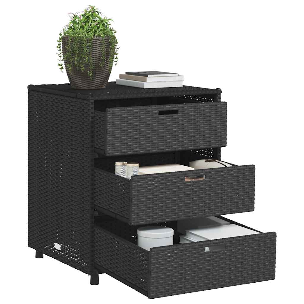 Garden Storage Cabinet Black 55x59x69 cm Poly Rattan