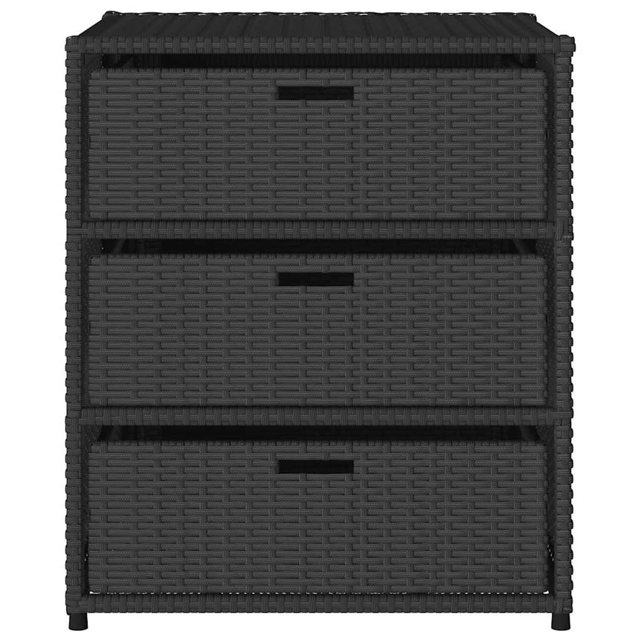 Garden Storage Cabinet Black 55x59x69 cm Poly Rattan