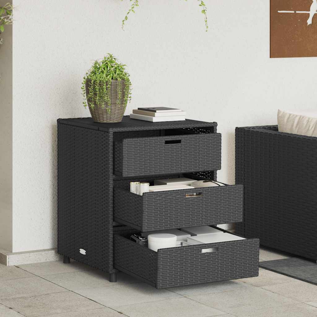 Garden Storage Cabinet Black 55x59x69 cm Poly Rattan