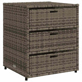 Garden Storage Cabinet Grey 55x59x69 cm Poly Rattan - Front View