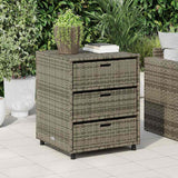 Garden Storage Cabinet Grey 55x59x69 cm Poly Rattan - Side View