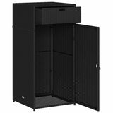 Garden Storage Cabinet Black 55x55x111 cm Poly Rattan - Front View