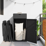 Garden Storage Cabinet Black 55x55x111 cm Poly Rattan - Side View
