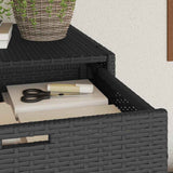 Garden Storage Cabinet Black 55x55x111 cm Poly Rattan - 45-Degree Angle