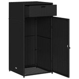 Garden Storage Cabinet Black 55x55x111 cm Poly Rattan - Rear View
