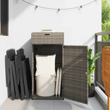 Garden Storage Cabinet Grey 55x55x111 cm Poly Rattan - Side View