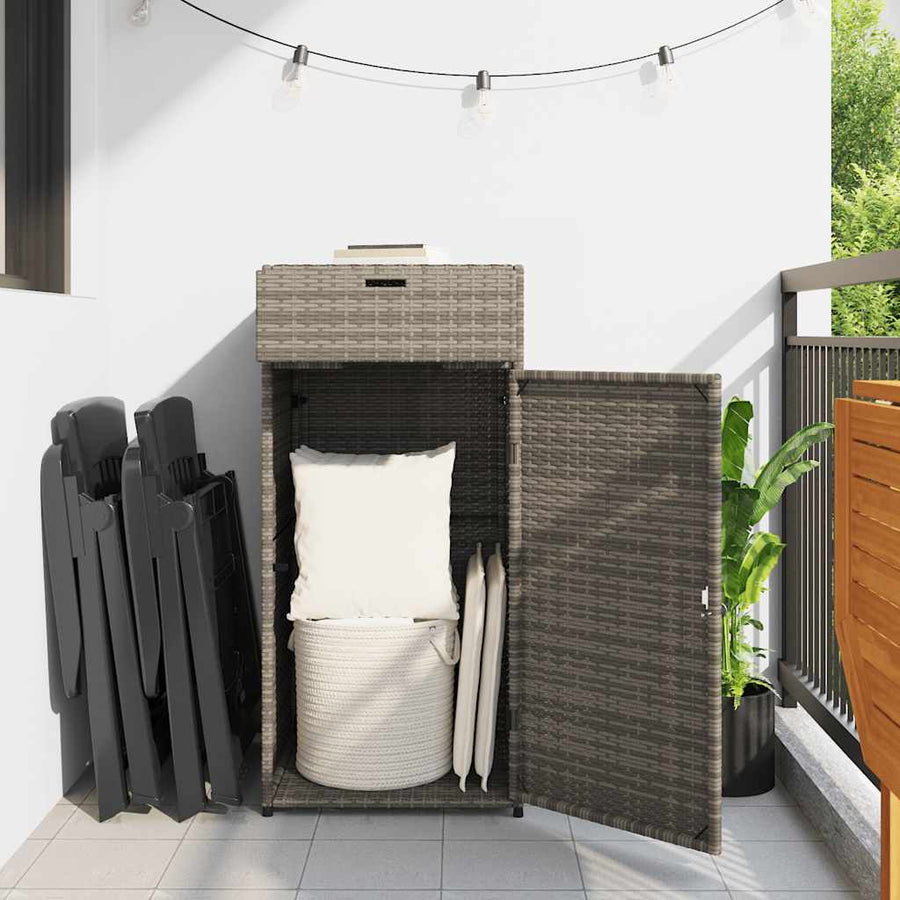 Garden Storage Cabinet Grey 55x55x111 cm Poly Rattan
