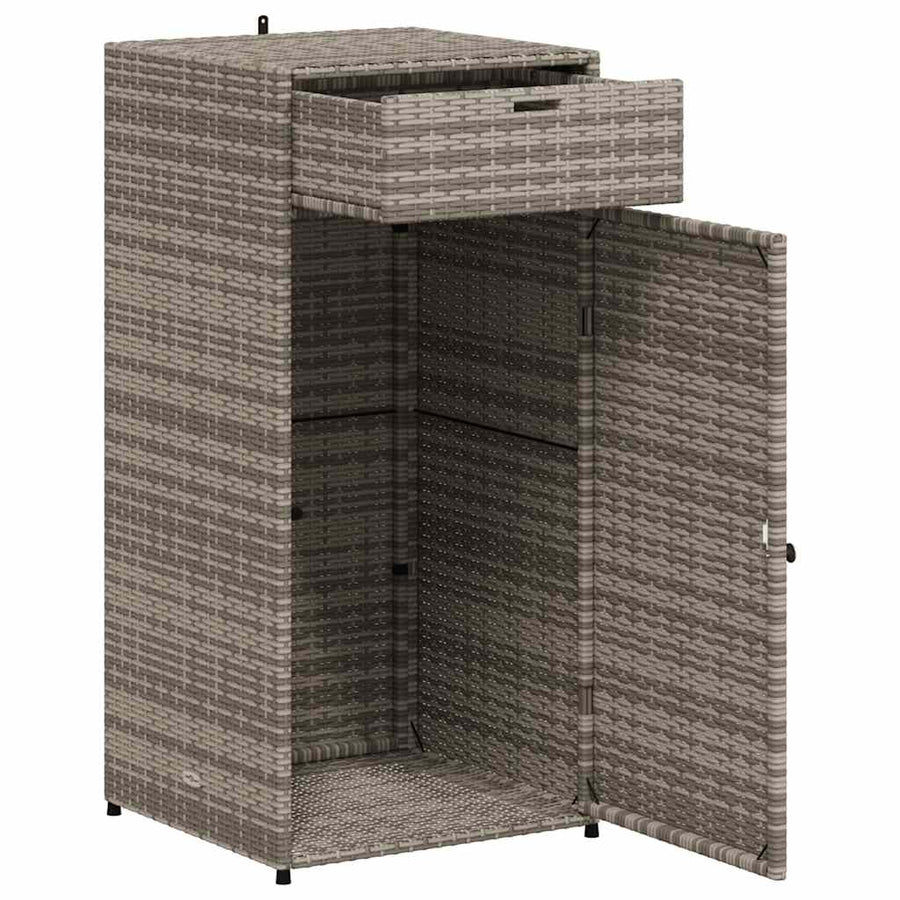 Garden Storage Cabinet Grey 55x55x111 cm Poly Rattan