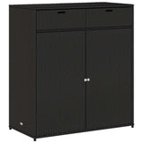 Garden Storage Cabinet Black 105x55x113 cm Poly Rattan - Front View