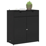 Garden Storage Cabinet Black 105x55x113 cm Poly Rattan - Top-Down View