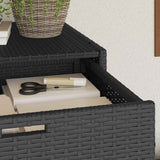 Garden Storage Cabinet Black 105x55x113 cm Poly Rattan - 45-Degree Angle