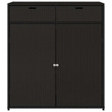 Garden Storage Cabinet Black 105x55x113 cm Poly Rattan - Rear View