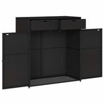 Garden Storage Cabinet Black 105x55x113 cm Poly Rattan