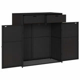 Garden Storage Cabinet Black 105x55x113 cm Poly Rattan - Close-Up Angle