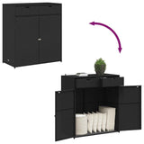 Garden Storage Cabinet Black 105x55x113 cm Poly Rattan - Extra Image
