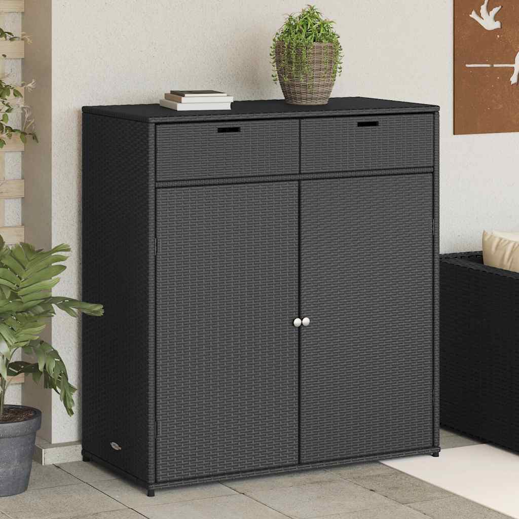 Garden Storage Cabinet Black 105x55x113 cm Poly Rattan