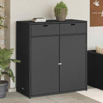 Garden Storage Cabinet Black 105x55x113 cm Poly Rattan