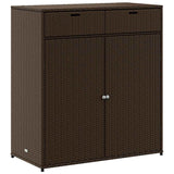 Garden Storage Cabinet Brown 105x55x113 cm Poly Rattan - Front View