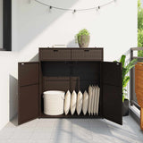 Garden Storage Cabinet Brown 105x55x113 cm Poly Rattan - Side View