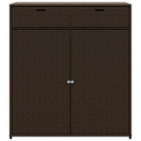 Garden Storage Cabinet Brown 105x55x113 cm Poly Rattan - Rear View