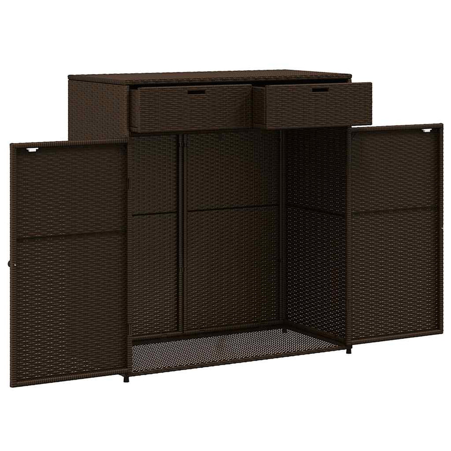 Garden Storage Cabinet Brown 105x55x113 cm Poly Rattan
