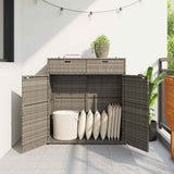 Garden Storage Cabinet Grey 105x55x113 cm Poly Rattan - Side View