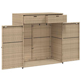 Garden Storage Cabinet Grey 105x55x113 cm Poly Rattan - Close-Up Angle