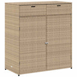 Garden Storage Cabinet Beige 105x55x113 cm Poly Rattan - Front View