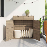 Garden Storage Cabinet Beige 105x55x113 cm Poly Rattan - Side View