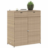 Garden Storage Cabinet Beige 105x55x113 cm Poly Rattan - 45-Degree Angle