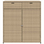 Garden Storage Cabinet Beige 105x55x113 cm Poly Rattan
