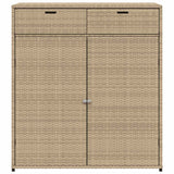 Garden Storage Cabinet Beige 105x55x113 cm Poly Rattan - Rear View