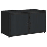 Garden Storage Cabinet Black 110x55x60.5 cm Poly Rattan - Front View