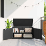 Garden Storage Cabinet Black 110x55x60.5 cm Poly Rattan - Side View